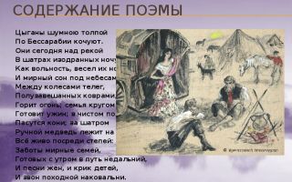 Кратчайшее содержание поэмы «цыганы» для читательского дневника (а. с. пушкин)